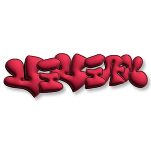 graffiti style sticker in inflated lettering in red