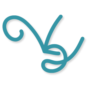 Monogram style sticker of V and G letter in a turquoise/blue color